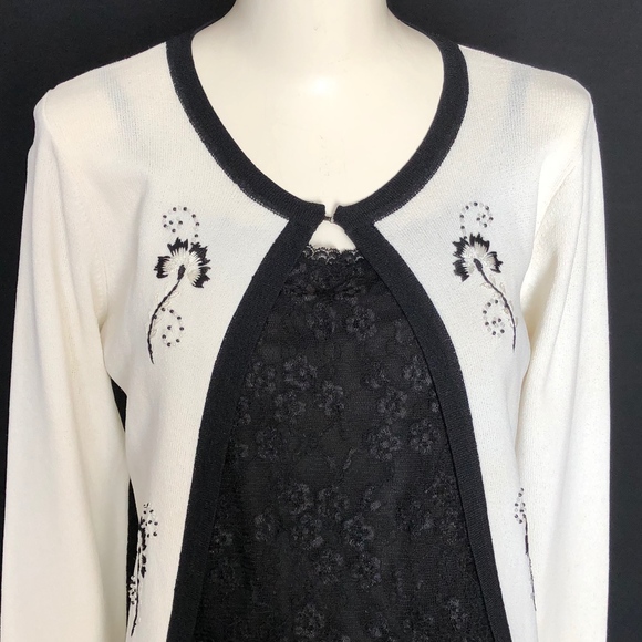Gizel Sweaters - Gizel Open Embroidered Sweater White Sz Small P568